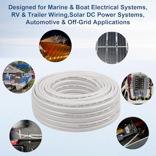 10FT Marine Grade 12 AWG Duplex Boat Cable Tinned Copper Wire - Red & Black