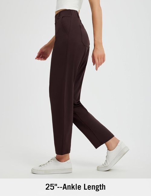 Baleaf Women's Ankle Barrel Pants - Stretchy Travel Slacks with Pockets | Petite Casual Fit