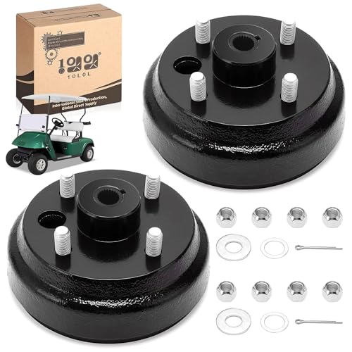 10L0L Black 2-Pack Golf Cart Brake Drum/Hub Assembly for EZGO TXT Electric, OEM Replaces 19186G1P