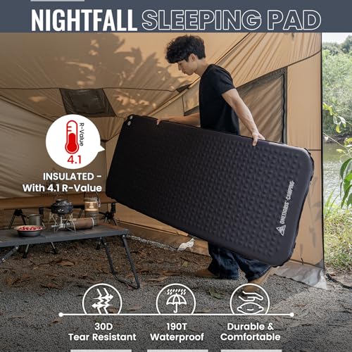 ONETIGRIS Nightfall Camping Cot Mattress - Self-Inflating Sleeping Pad, Dark Grey
