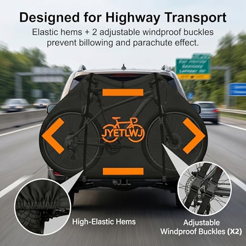 Heavy Duty Waterproof Bicycle Cover for 2 Bikes on Car Rack - Windproof & Reflective