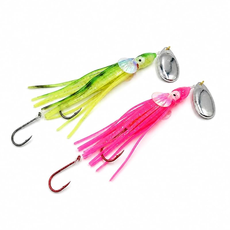 LOCH NESS Tackle Humpy Salmon Lure Kit - UV Gill Double Hooks, 42in Leader, Green/Pink