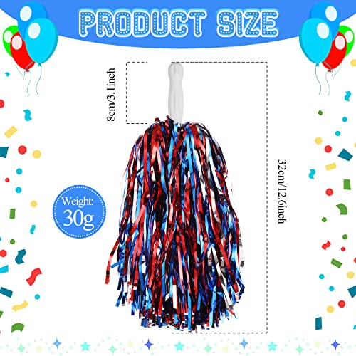 24 Pcs Cheerleading Pom Poms - 12.6 Inch Metallic Fan Pompoms for Sports & Dance