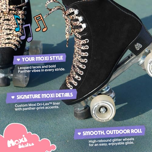 Women’s Moxi Panther Roller Skates - Black Suede High-Top, 7 Variation