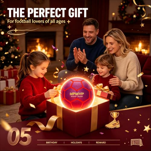 Light Up Soccer Ball 5 Size Rechargeable LED Glow in the Dark Ball for Night Play