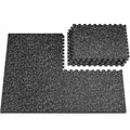 Gym Floor Tiles - Heavy Duty Rubber & EVA Foam Interlocking Mats, 6 Tiles (24 Sq Ft), Black/Grey