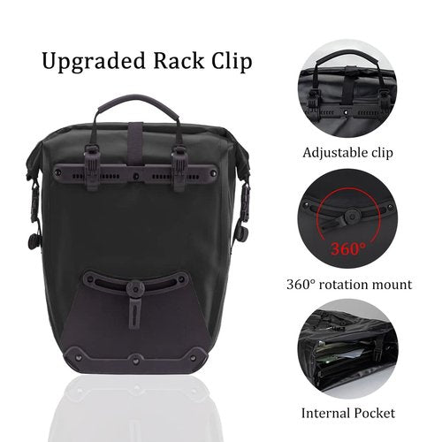 ROCKBROS Bike Panniers Waterproof Rear Rack Bag Max 30L Large Capacity for Cycling Traveling Commuting