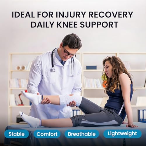 White Galvaran Knee Brace with Side Stabilizers for Meniscal Tear Support - Medium