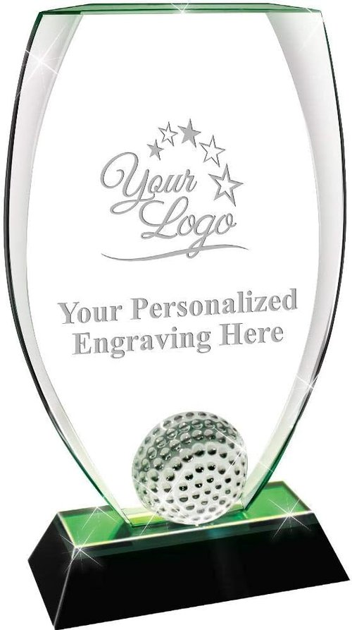 Crown Awards Crystal Golf Trophy - 9.5" Personalized Male Golf Award with Free Engraving