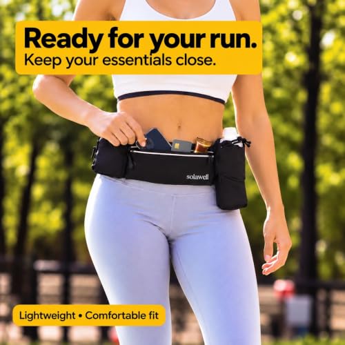 Hydration Fanny Pack with Water Bottle & Phone Holder - Black