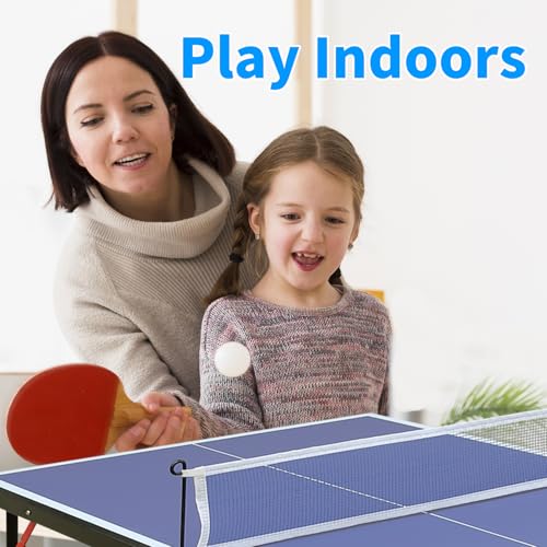 SculPong 4.5FT Blue Foldable Table Tennis Table with Paddles & Balls, Compact Indoor/Outdoor Game Table
