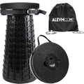 ALEVMOOM XXL Collapsible Telescoping Stool with Cushion & Bag - 23.2-inch Black Portable Seat for Camping & Travel
