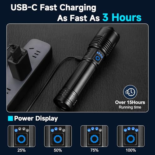 Rechargeable LED Flashlight 4 Pack Super Bright 99,000 Lumens Waterproof Handheld Outdoor Camping Lantern