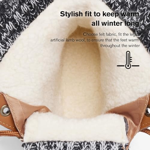ALEADER Women's Waterproof Snow Boots Brown Grey Winter Duck Boots Size 7