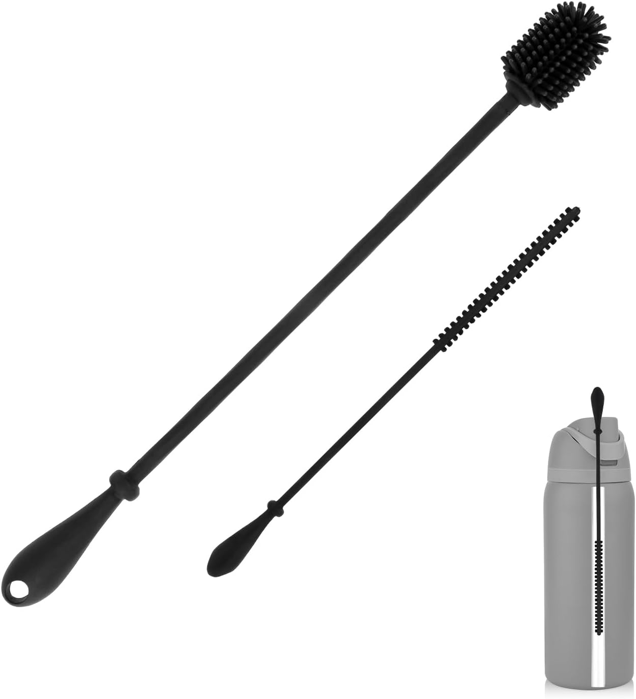 Skiennix Silicone Bottle Brush - Extra Long BPA-Free Cleaner for Water Bottles & Straws
