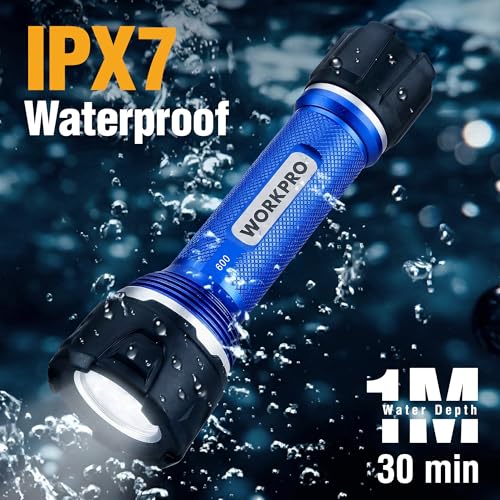 Rechargeable LED Flashlight - 600 Lumens, IPX7 Aluminum, 3 Modes, Medium