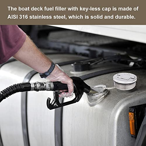 Boat Deck Fuel Filler 1.5 Inch Stainless Steel Marine Gas Cap with Keyless Lock