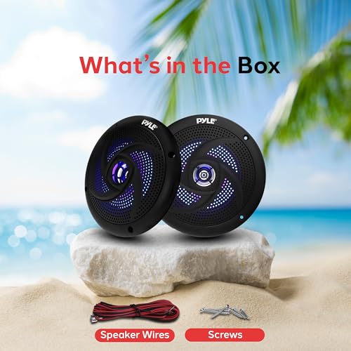 Marine Waterproof 6.5-Inch Wakeboard Tower Speakers with LED Lights - 240W Stereo System, Black