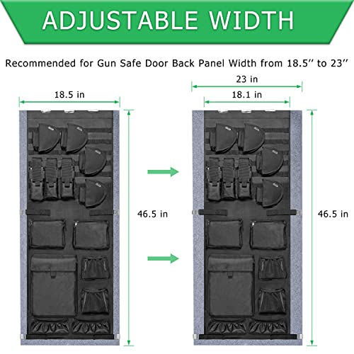 NEXT STATION Molle Gun Safe Door Organizer with Pistol & Mag Pouch - Adjustable, 18-25in Wide, Durable 1680D Fabric