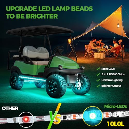 4-Pack Golf Cart Underglow LED Light Kit RGB Neon Underbody Lights Waterproof