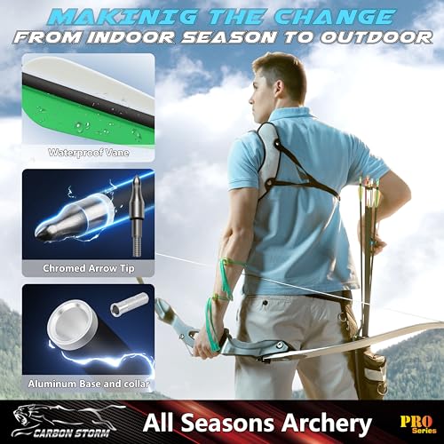 24 Pack Carbon Arrow Shafts for Compound Bows - 30 Inch Spine 500 with Removable Tips, Multi-Color Vanes