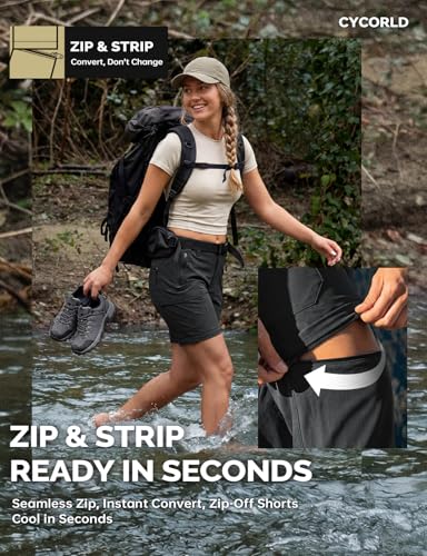 Women's Convertible Hiking Pants - Lightweight, Black, Large