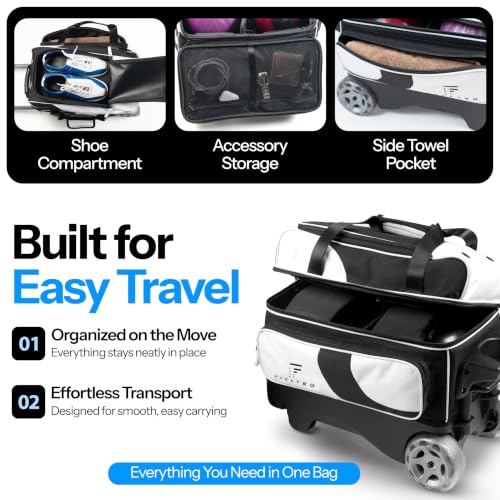 Flextro 3 Ball Bowling Bag Roller - Black & White Modular Design, Sturdy Build