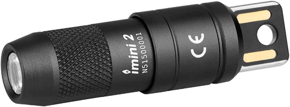 OLIGHT iMini 2 EDC Keychain Flashlight - 50 Lumens Compact Mini LED Light | Rechargeable, Portable (Black & Dream Blue)