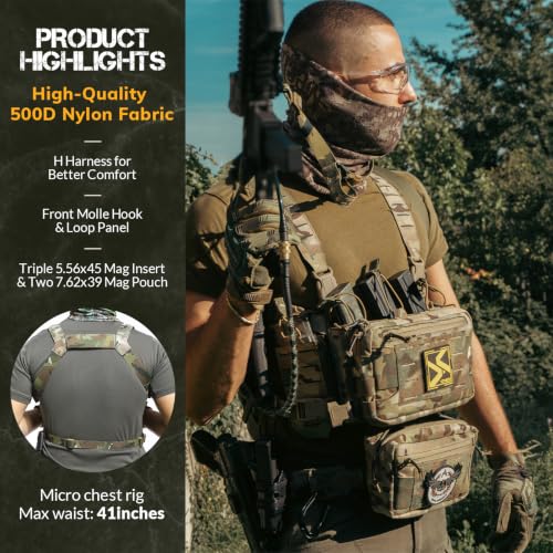 VOTAGOO Mc Tactical Chest Rig with 5.56/7.62 Magazine Pouches - Modular & Adjustable