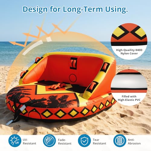 SMOOL Inflatable Towable Tube for Boating, 1-2 Person, Orange