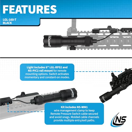 Nightstick LGL-160-T Turbo High Candela Long Gun Light Kit - 800 Lumens, Waterproof, 632m Beam