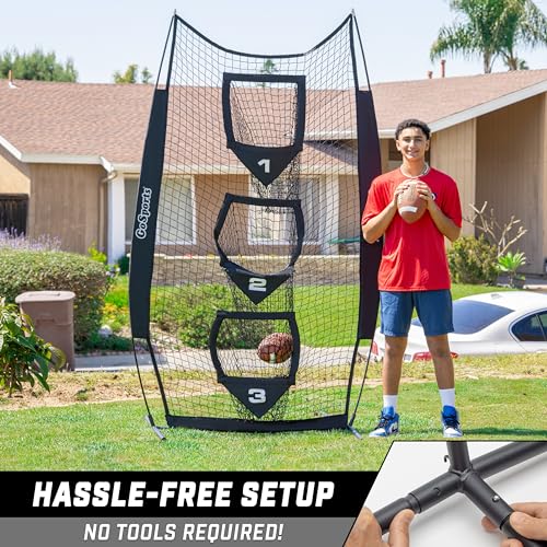 Football Throwing Target Net - 8 x 4 ft Practice Pass Accuracy Training - Black Variation