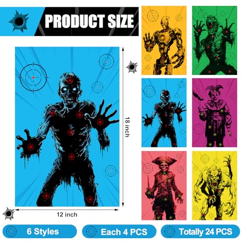Monster Shooting Targets 12x18 Inch - Zombie Paper Range for Shooting Practice