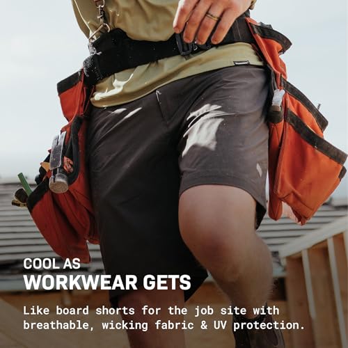 TRUEWERK Men's Cloud Shorts 10 Inch Inseam - Ultra-Lightweight Work Shorts, Large, Deep Grey
