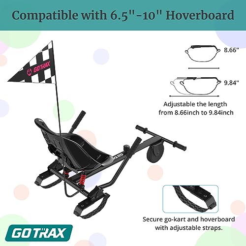 Hoverboard Seat Attachment for 6.5, 8.5 & 10 Inch Self-Balancing Scooters - Black, Single Tube & Shock Absorption