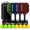 Rebelstoke Abstract Lines Pickleball Paddle Set of 4 with Balls & Carry Bag