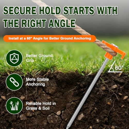 Heavy Duty Tent Stakes 7 Inch - 20 Pack Galvanized Steel Camping Pegs with Orange Heads