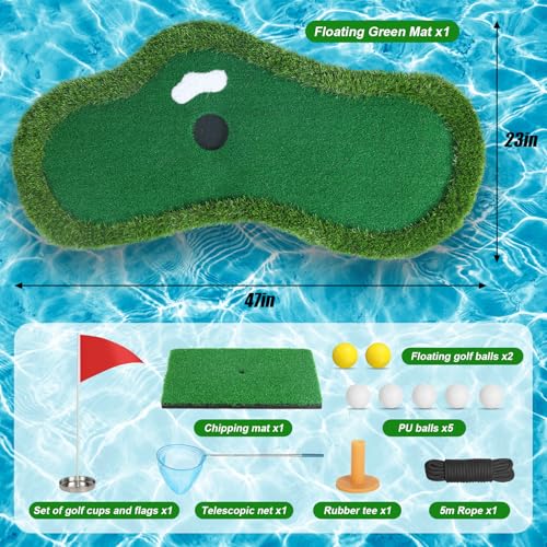 Floating Golf Putting Green for Pool - Portable Water Golf Practice Set