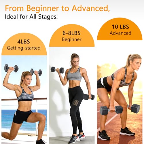 HEBLIJA 4-in-1 Adjustable Dumbbell Set 20LB Black, Space-Saving Home Gym Equipment