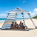 Blue Stripes 10x10 FT Beach Canopy with Side Walls - UV-Blocking Sun Shelter for Camping & Outdoor Events