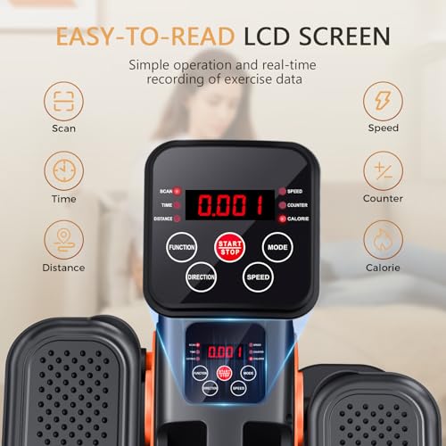 Under Desk Elliptical Machine - Low Impact Leg Exerciser for Seniors - Orange-Black