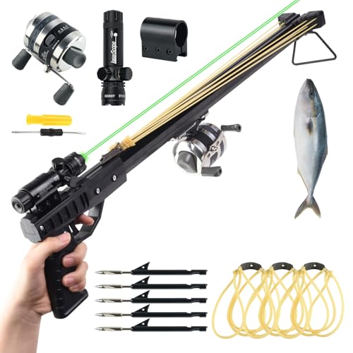 Fishing Slingshot with Metal Reel and Fish Darts - Adult Hunting Catapult