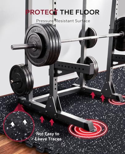 Interlocking Gym Floor Tiles - 6 Black Rubber & EVA Foam Exercise Mats, 24 Sq Ft