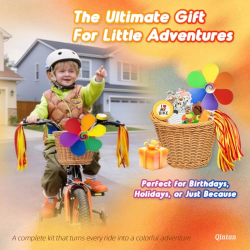 Kids Bicycle Basket Set with Reflective Safety Decor - All-in-One Ride Accessory
