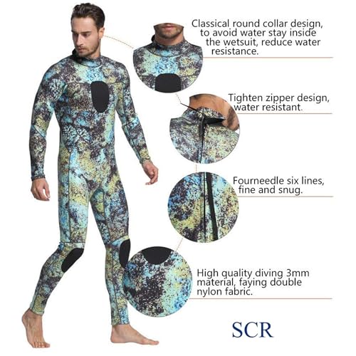 Men's 3MM Camo Neoprene Wetsuit - Large Unisex Full Dive Suit