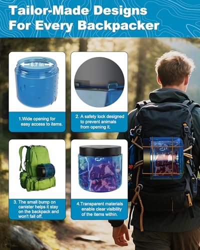 Uimdor Ultralight Waterproof Bear Canister 7.2L Food Storage for Backpacking