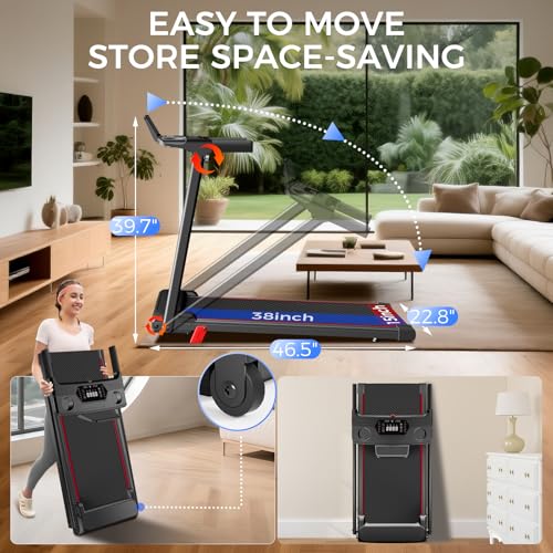 ApexNexus 3.0HP Foldable Incline Treadmill for Home Use with 12% Manual Incline