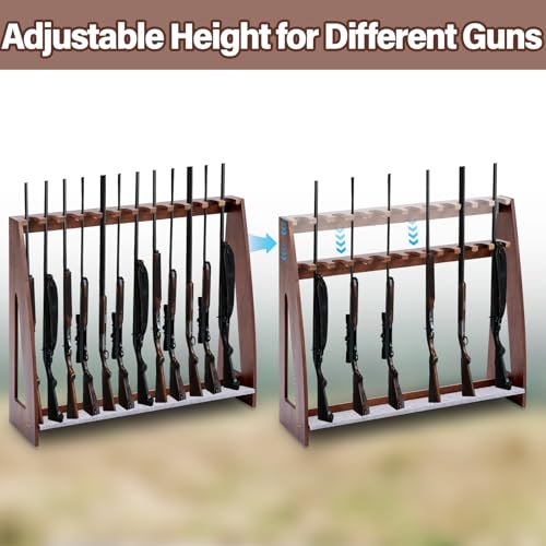 Yousoontic Walnut Gun Rack for Indoor Storage Holds 12 Rifles