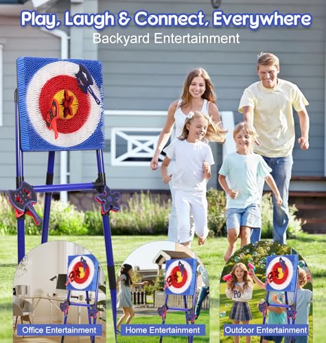 Steadyjoy Blue Backyard Axe Throwing Game Set with 6 Axes & Darts, Portable Indoor/Outdoor