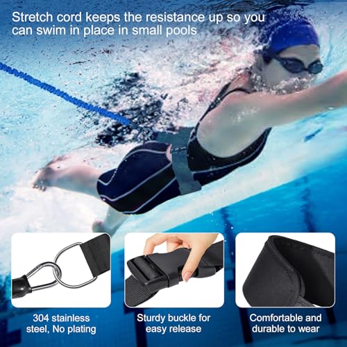 Blue Adjustable Swimming Resistance Belt 8-25FT for Pool Training